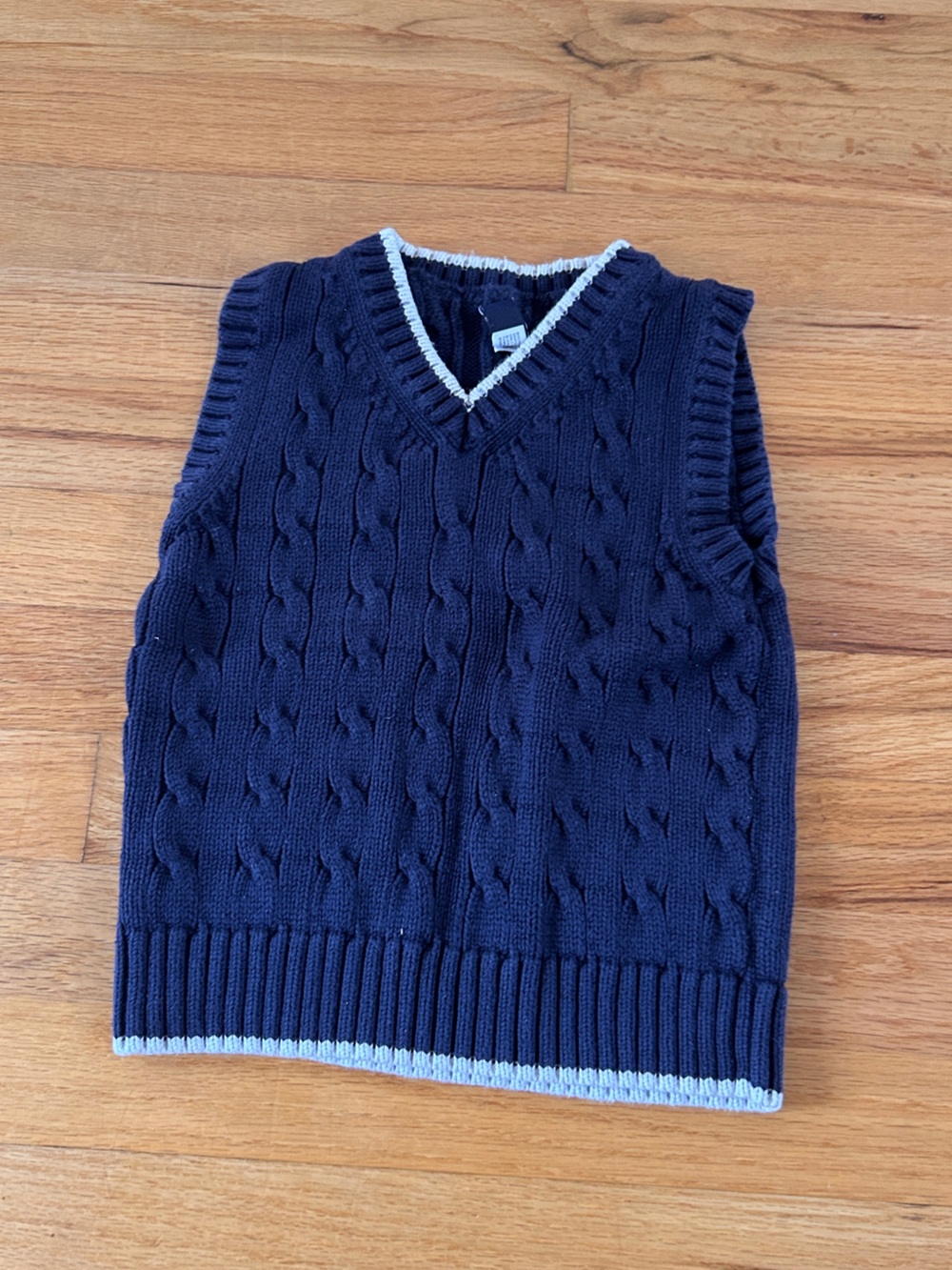 Navy Cable Knit V-Neck Sweater Vest - Gap Boy